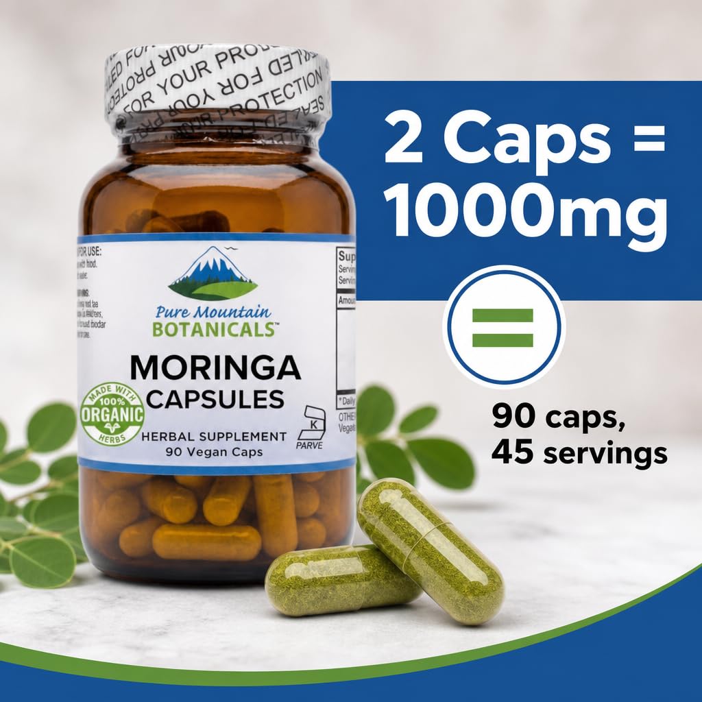 Organic Moringa Oleifera 1000mg 90 Count Vegan Supplement P2953