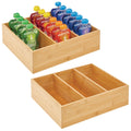 Bamboo 3 Section Stackable Pantry Organizer Bin, 2 Pack F155182