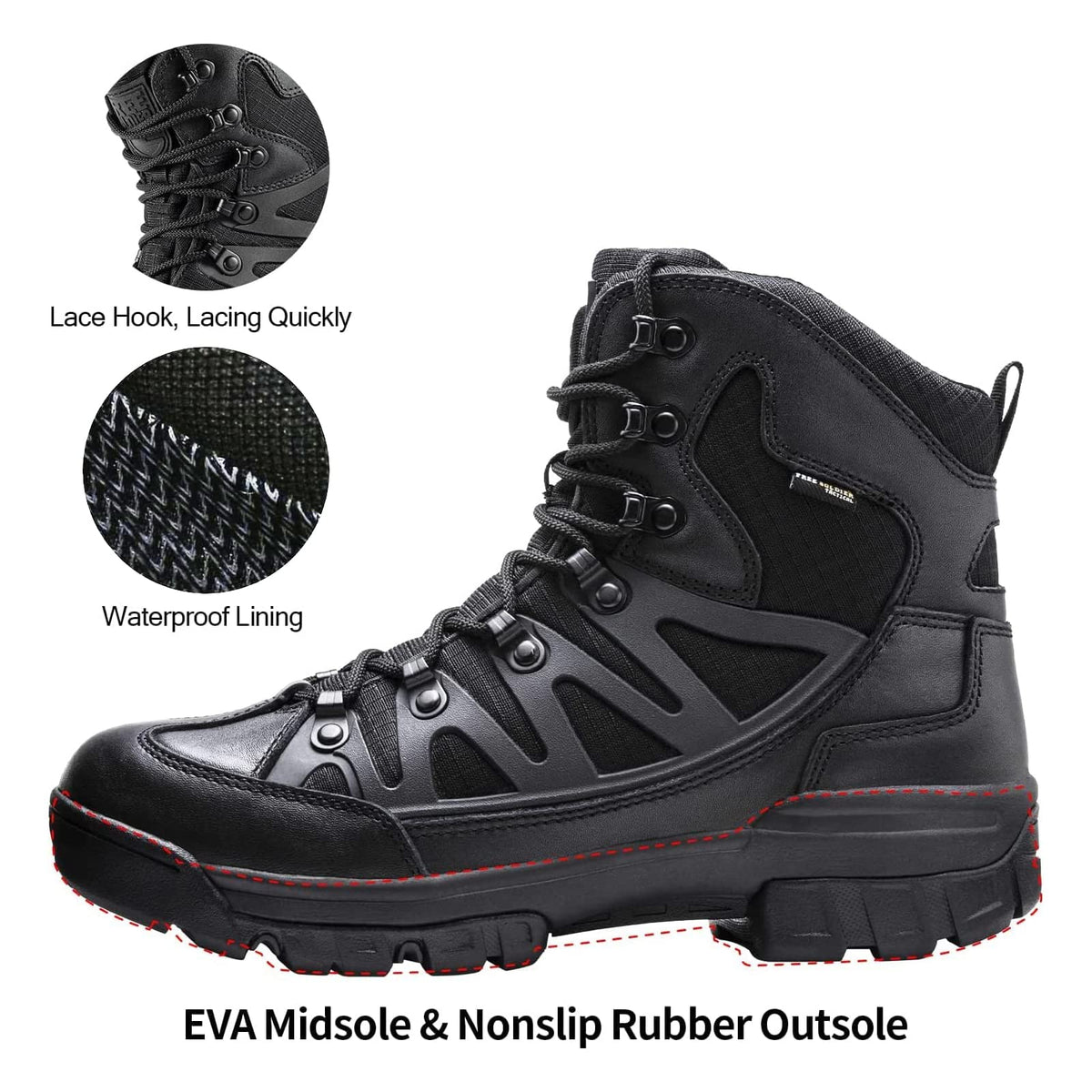 Waterproof Tactical Hiking Work Boots Black 13 P37658