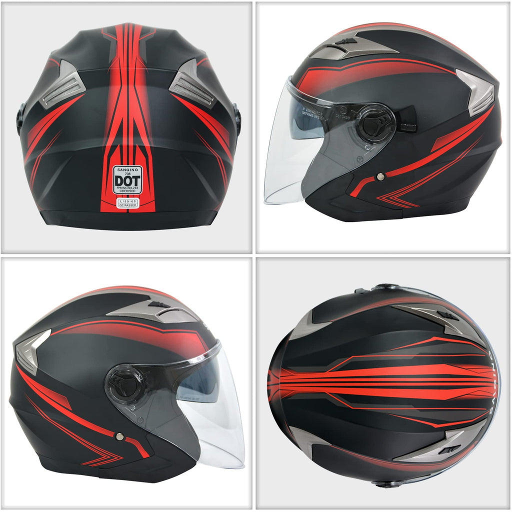 3/4 Open Face Motorcycle Helmet with Double Visor Q857298