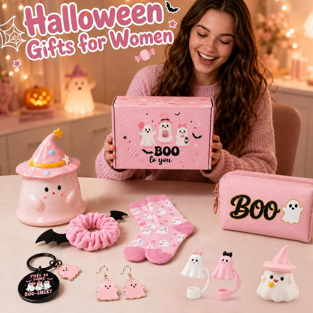 Pink Halloween Boo Basket Set with 14oz Cups Z1414