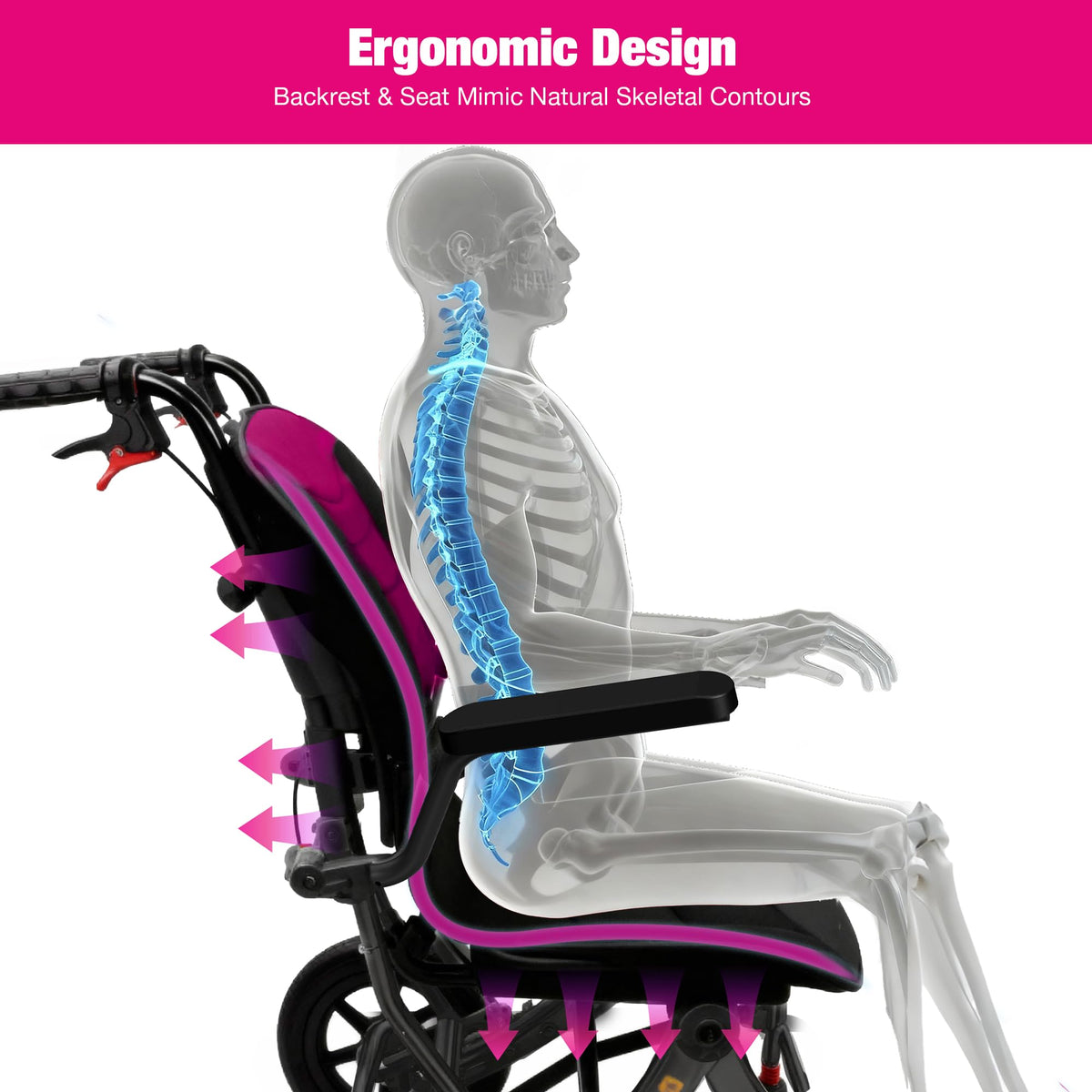 Lightweight Foldable Wheelchair with 12-inch Wheels and Removable Cushion U2805