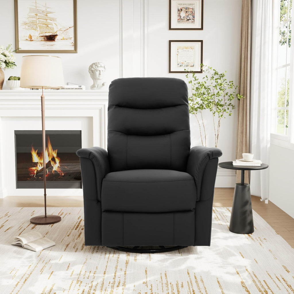Black Boucle Swivel Rocker Glider Lounge Chair F7978