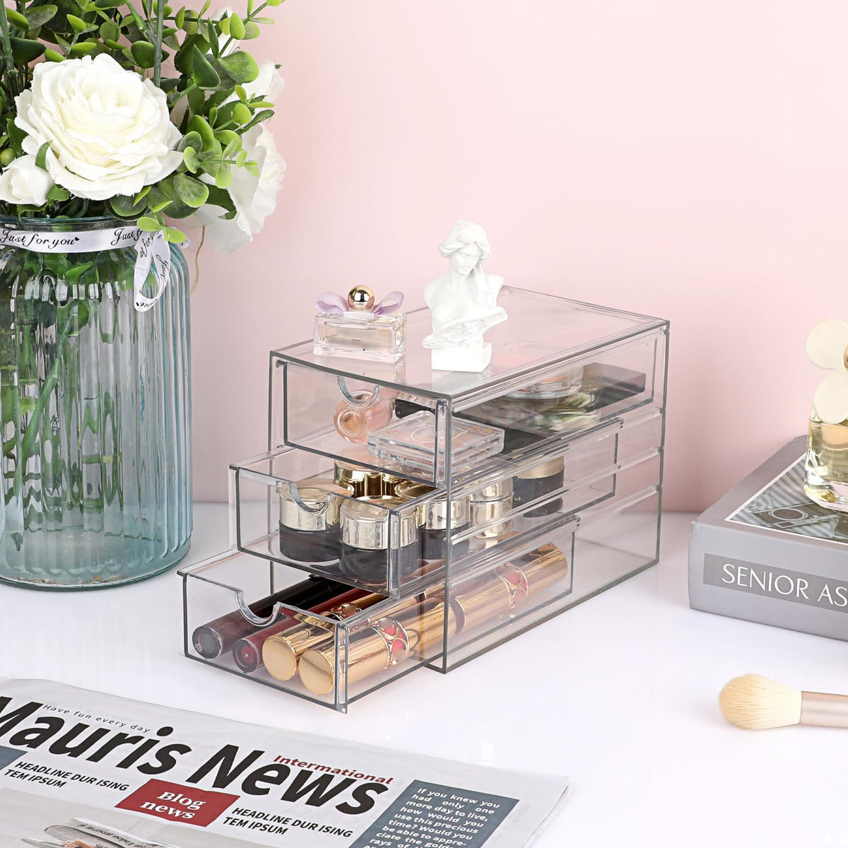 3 Drawer Clear Acrylic Desktop Organizer G312