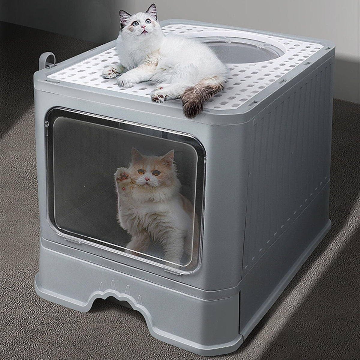 Foldable Enclosed Cat Litter Box with Lid K575029