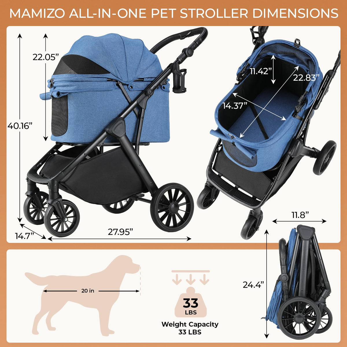 Foldable Dog Stroller J600300