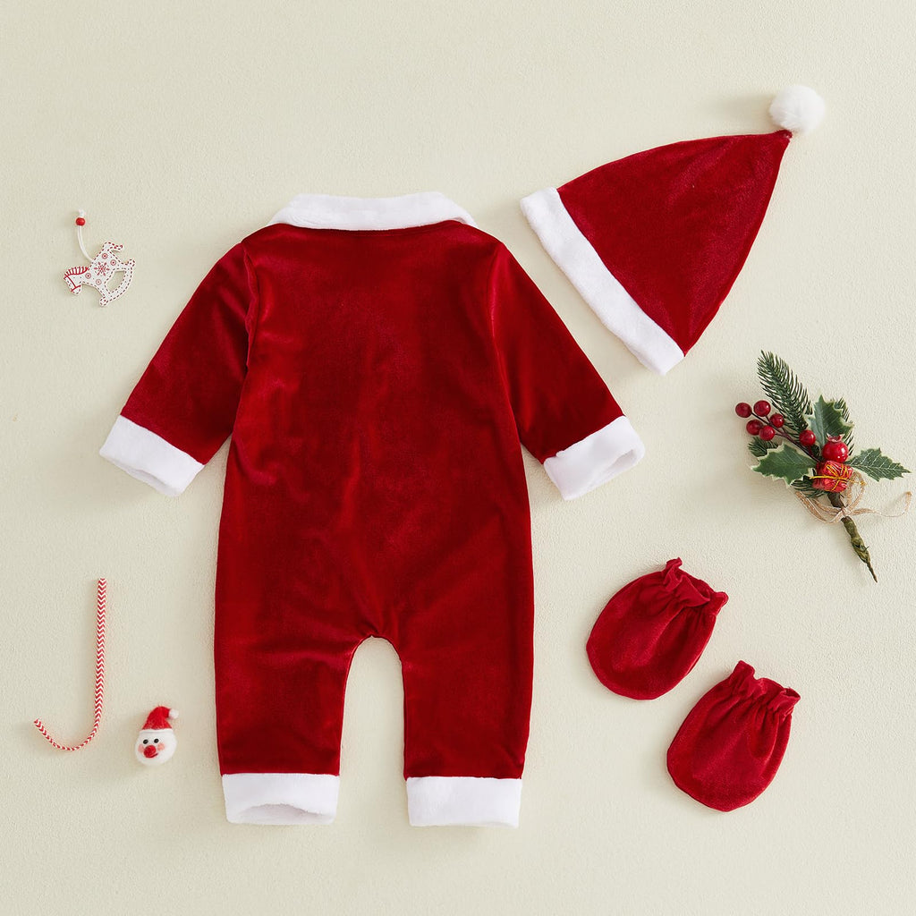 Velvet Zipper Romper Jumpsuit Hat H318