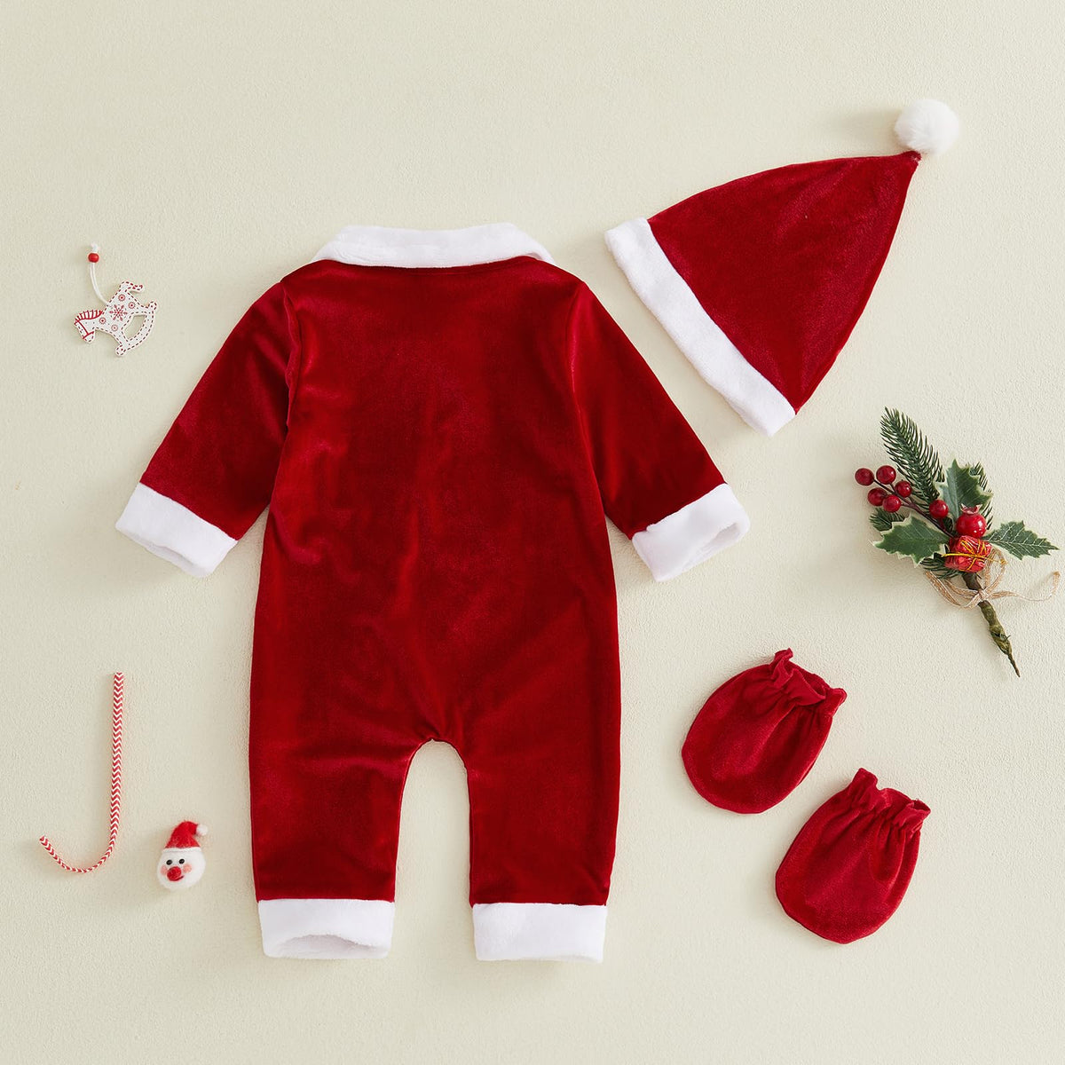 Velvet Zipper Romper Jumpsuit Hat H318