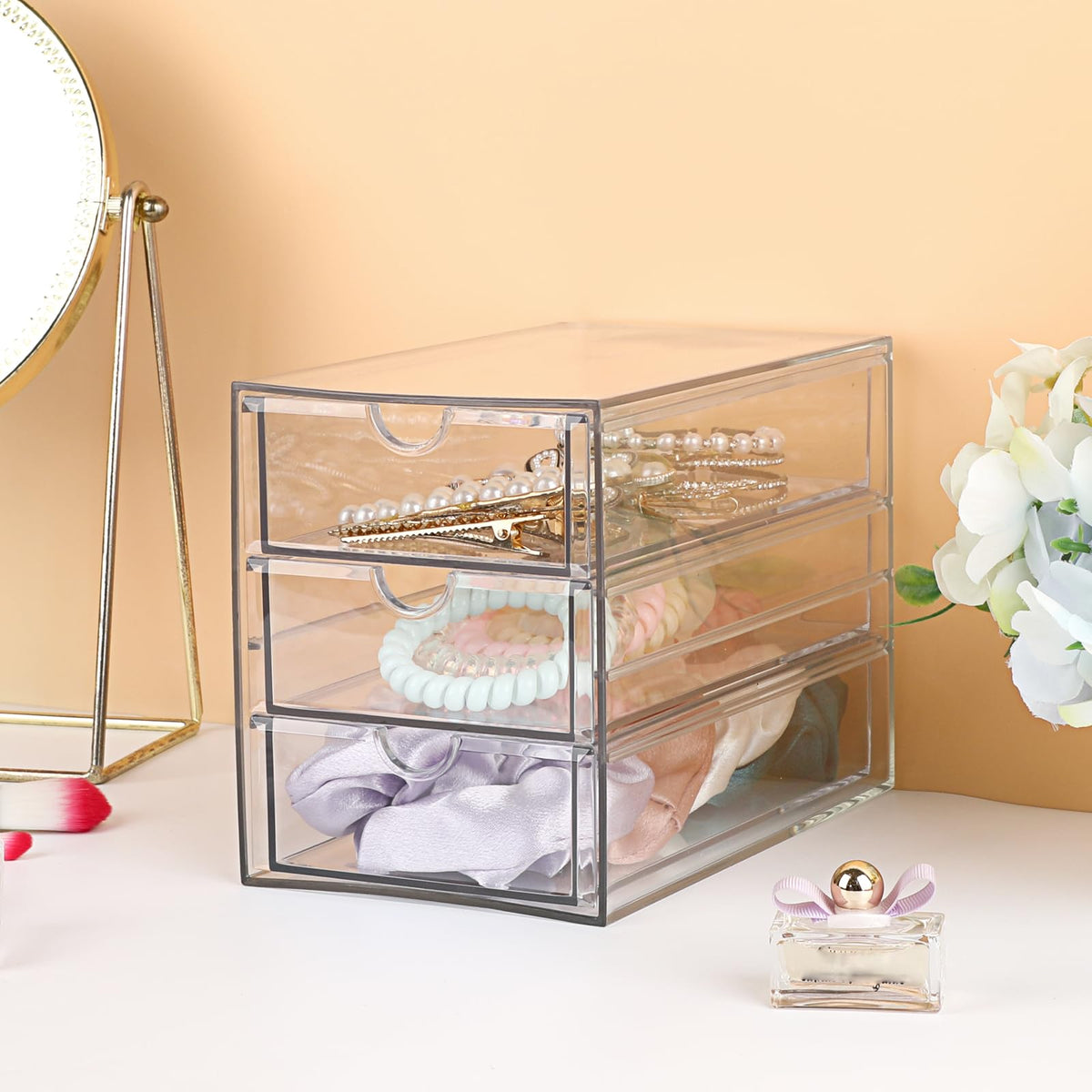 3 Drawer Clear Acrylic Desktop Organizer G312