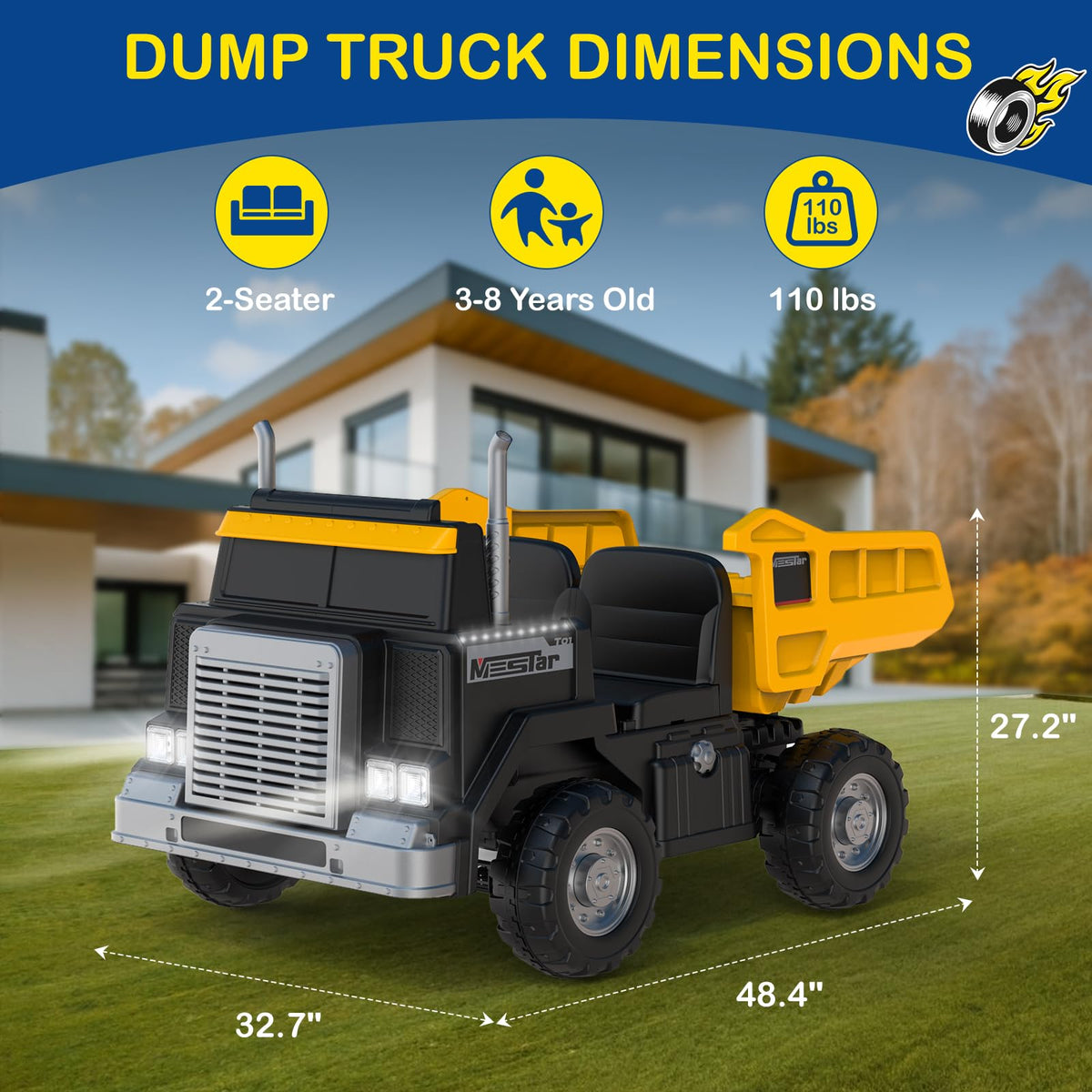 24V 4WD Ride On Dump Truck with 400W Motors J817043