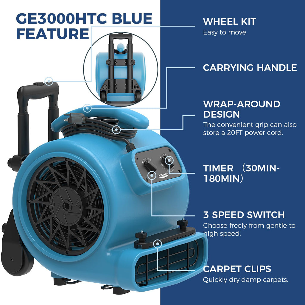 3 Speed Air Mover Carpet Drying Fan X310