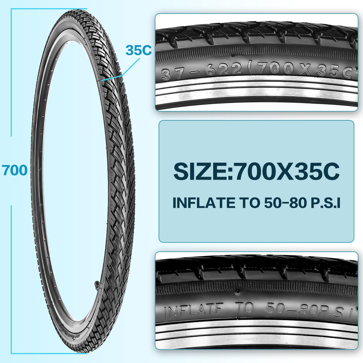 Foldable Road Bike Tires and Inner Tubes 2-Pack O58556