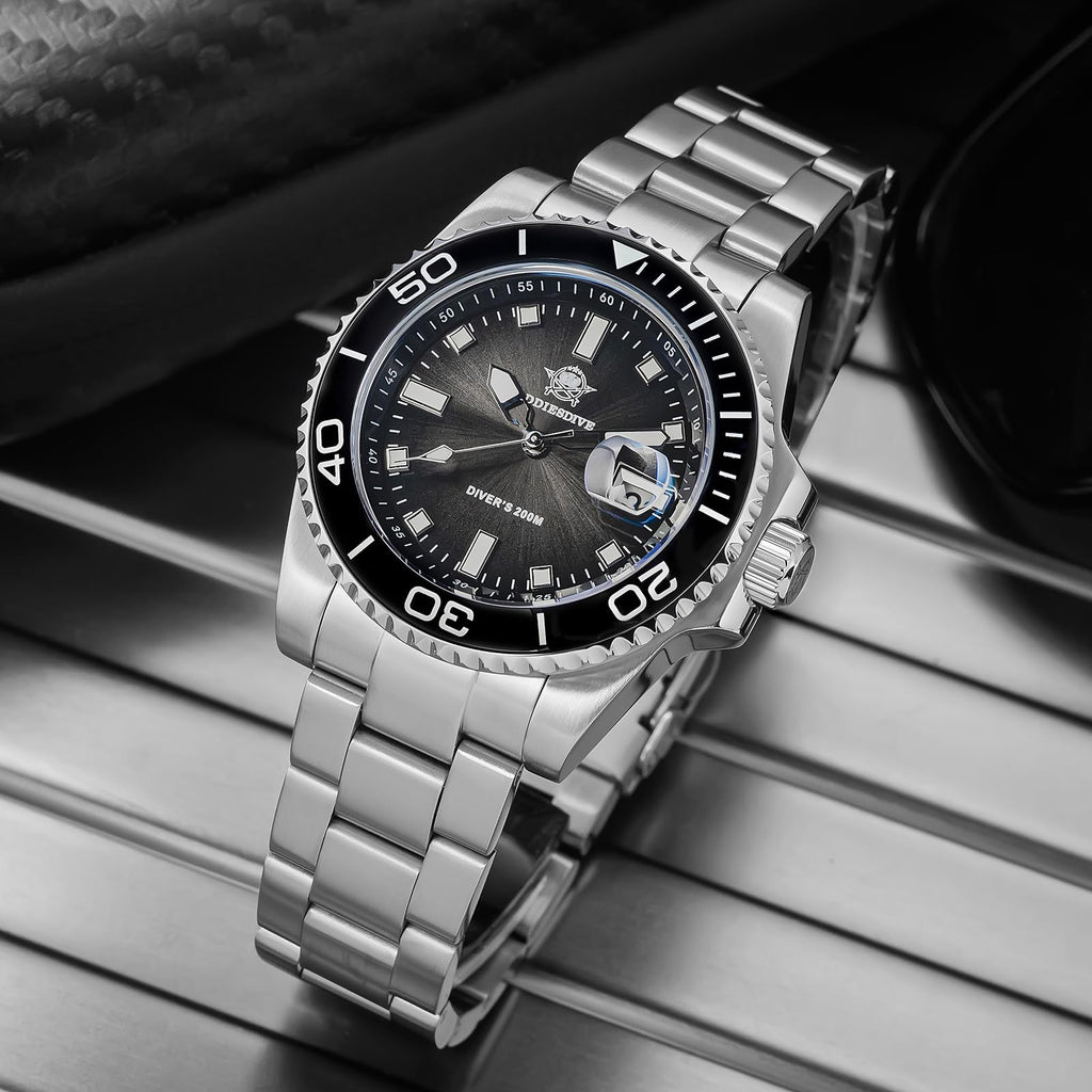 41 MM Mens Dive Watch Quartz Movement 200 M Waterproof Luminous Analog Gradient Dial K3460