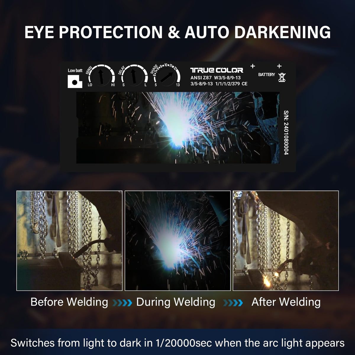 Adjustable Auto Darkening Welding Lens 2x4 1/4 B447