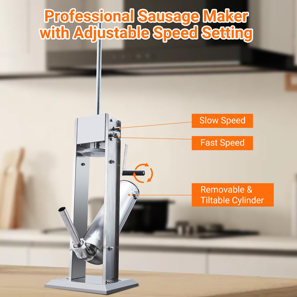 Heavy Duty Stainless Steel 15LBS Manual Sausage Stuffer Machine Q16234