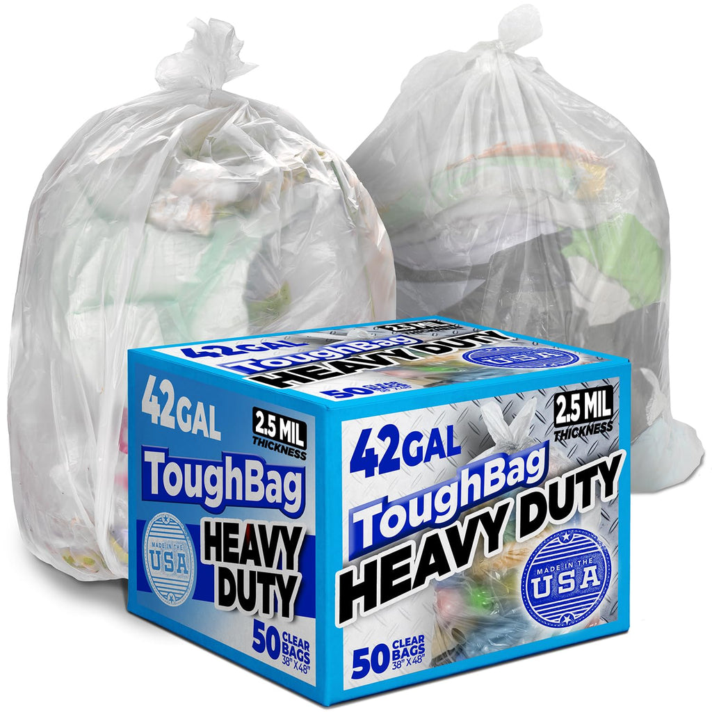 42 Gallon Clear Trash Bags 50 Count 3 Mil C222