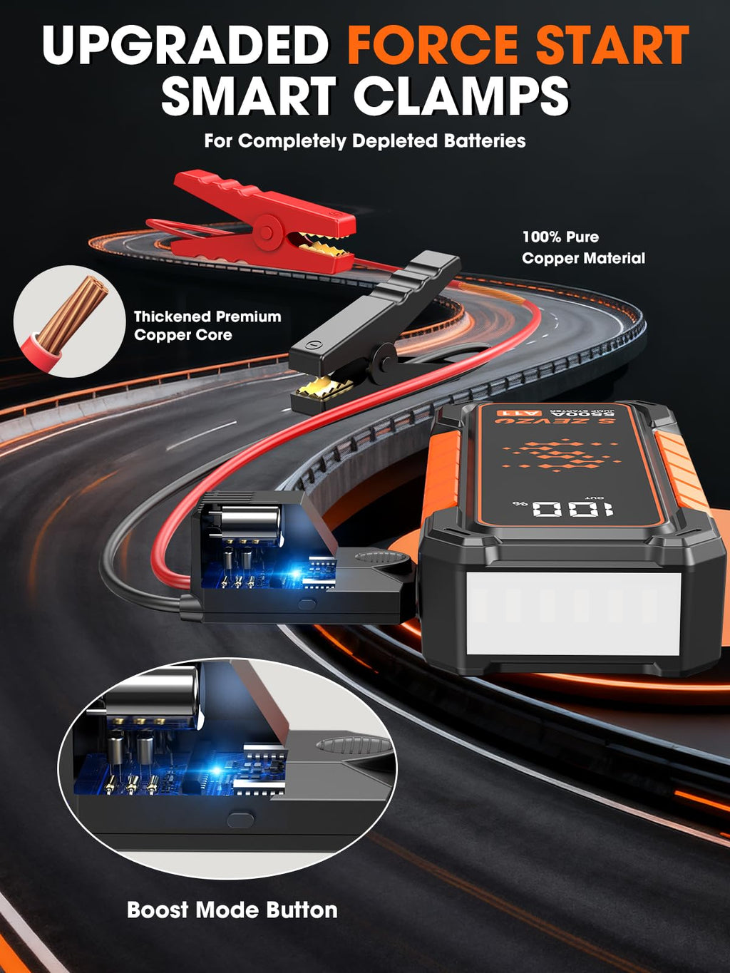 5000A Portable 12V Lithium Jump Starter with USB Charger O507