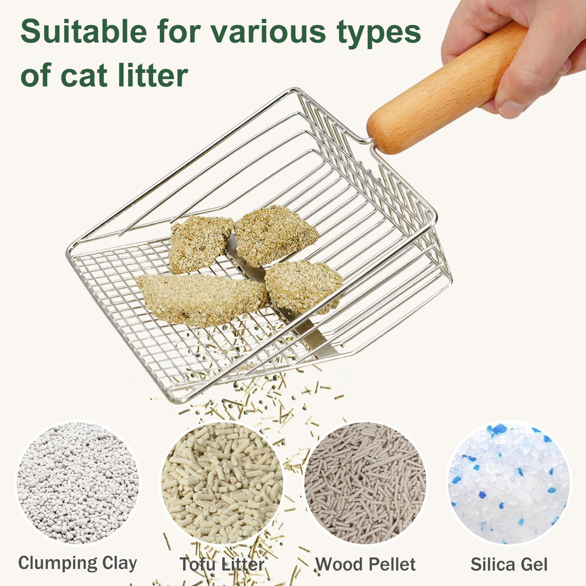 Heavy Duty Stainless Steel Cat Litter Scoop with Holder Z80887