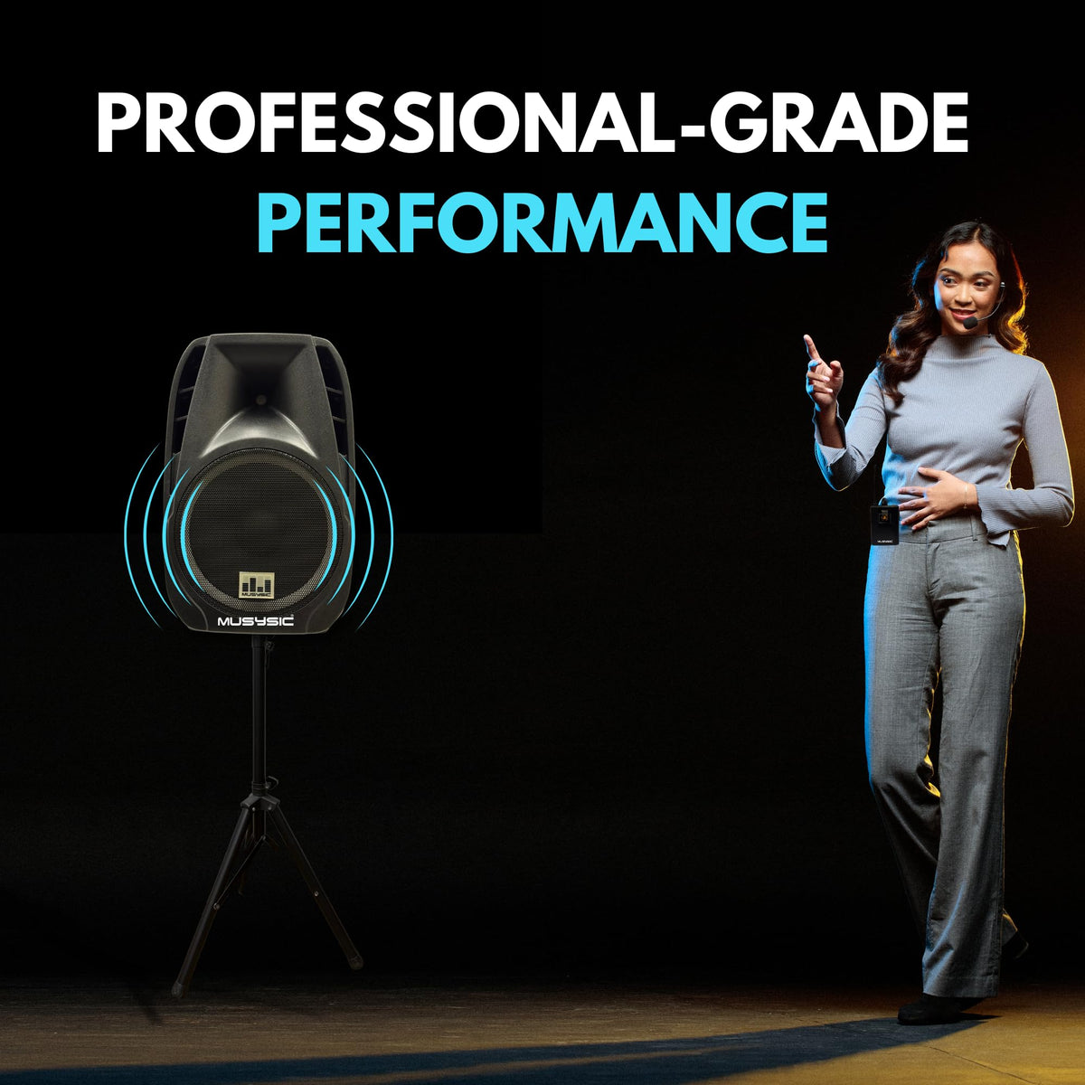 15" 2000W Portable PA Speaker System with Wireless Microphones Y562