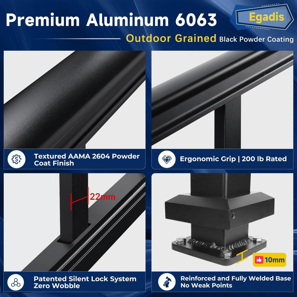 Aluminum Stair Railing Kit, 42 in x 4 ft Black K2587
