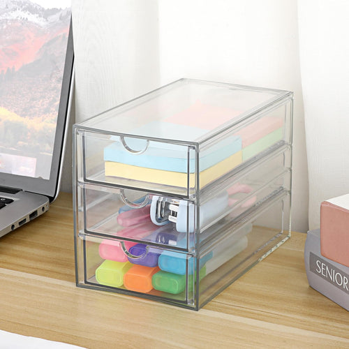 3 Drawer Clear Acrylic Desktop Organizer G312
