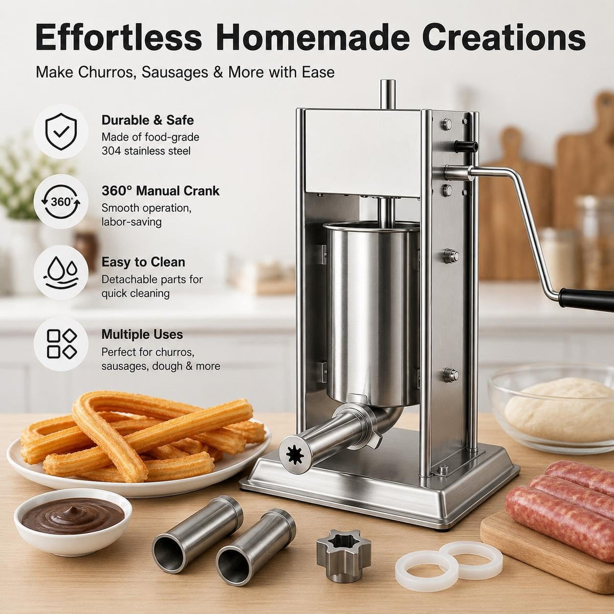 Vertical Meat Filler, Sausage Stuffer & Churro Maker K18529