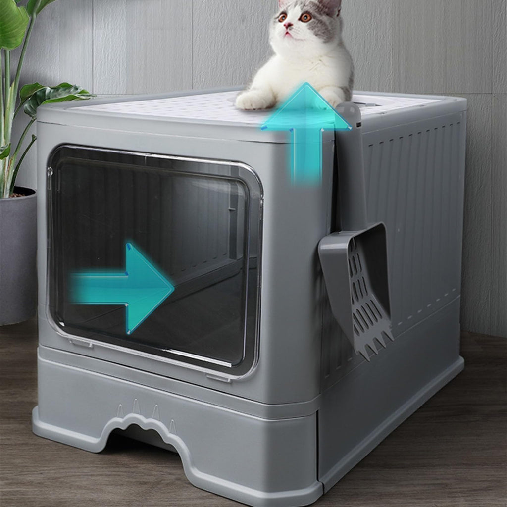 Foldable Enclosed Cat Litter Box with Lid K575029