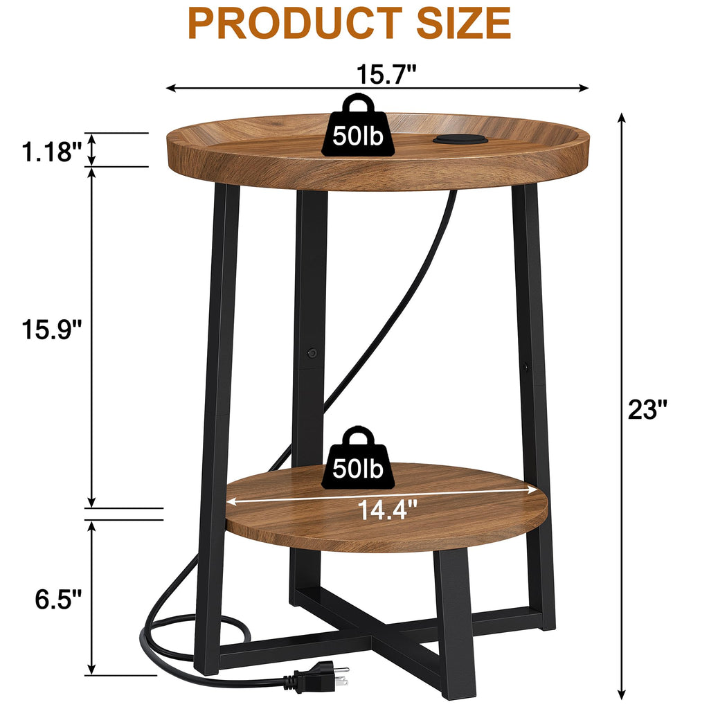 Round Side Table with Charging T619