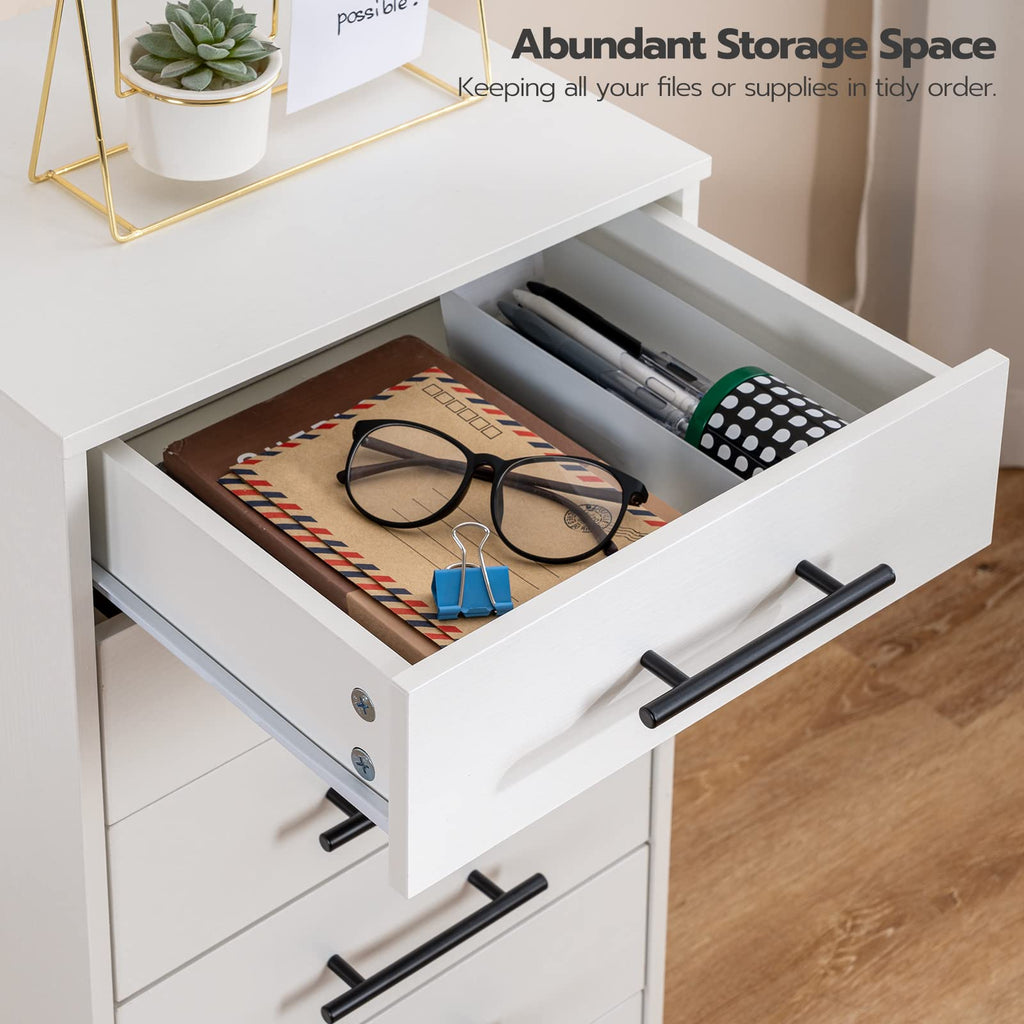 White 7 Drawer Wood File Cabinet I83502