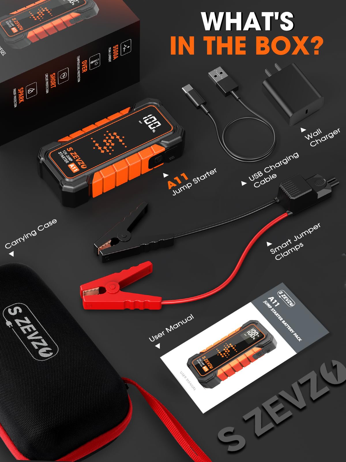 5000A Portable 12V Lithium Jump Starter with USB Charger O507