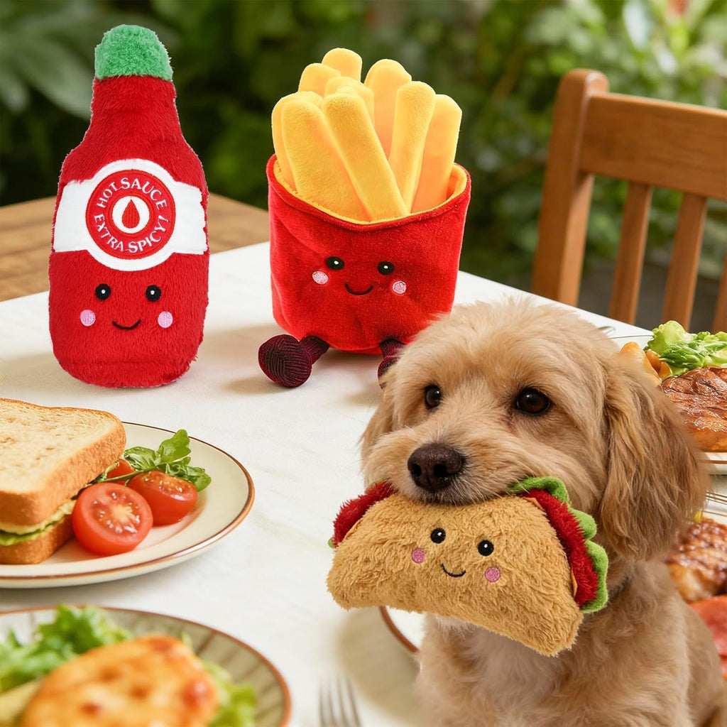 3-Pack Squeaky Plush Dog Chew Toys Set K96328