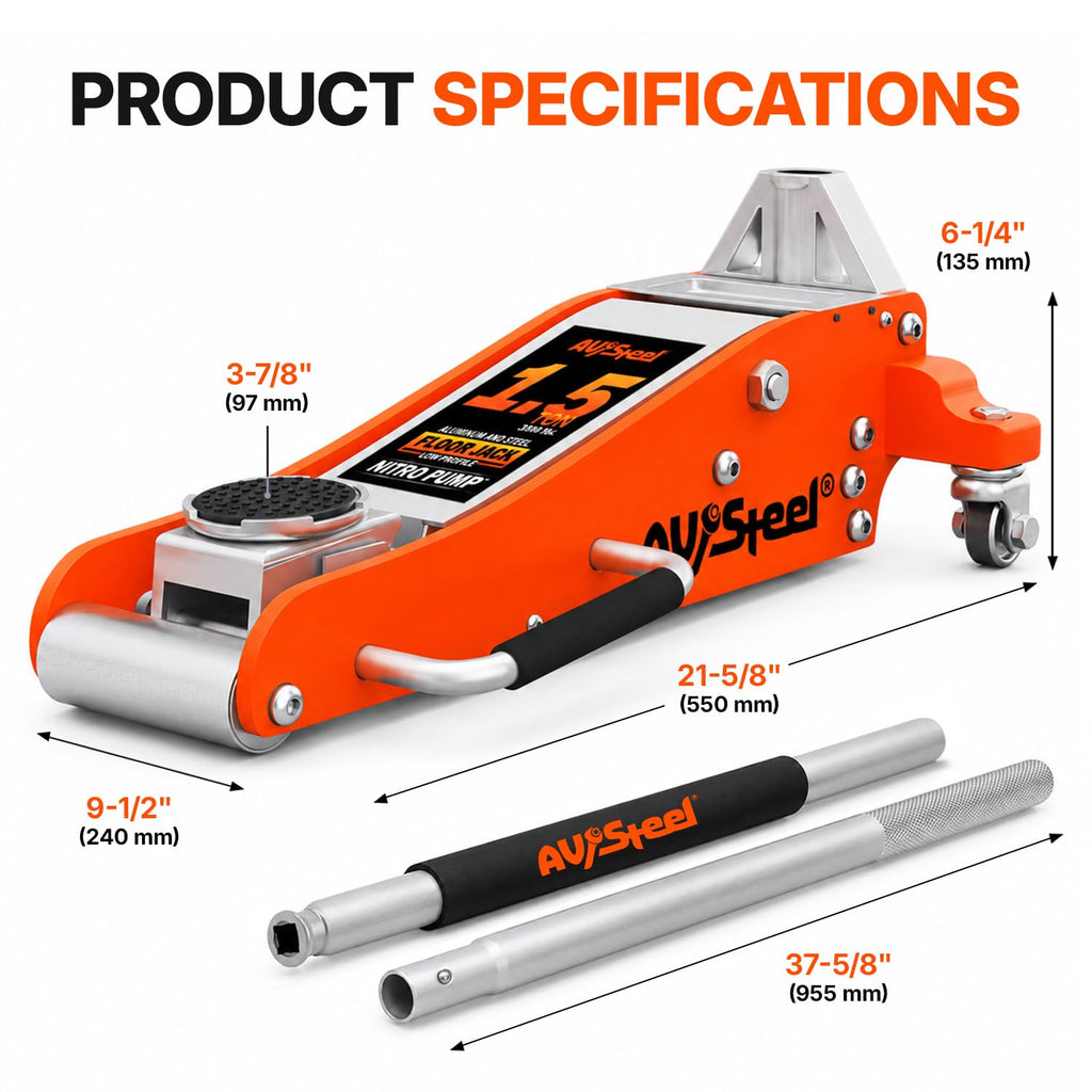 1.5 Ton Aluminum Steel Low Profile Hydraulic Floor Jack C66379