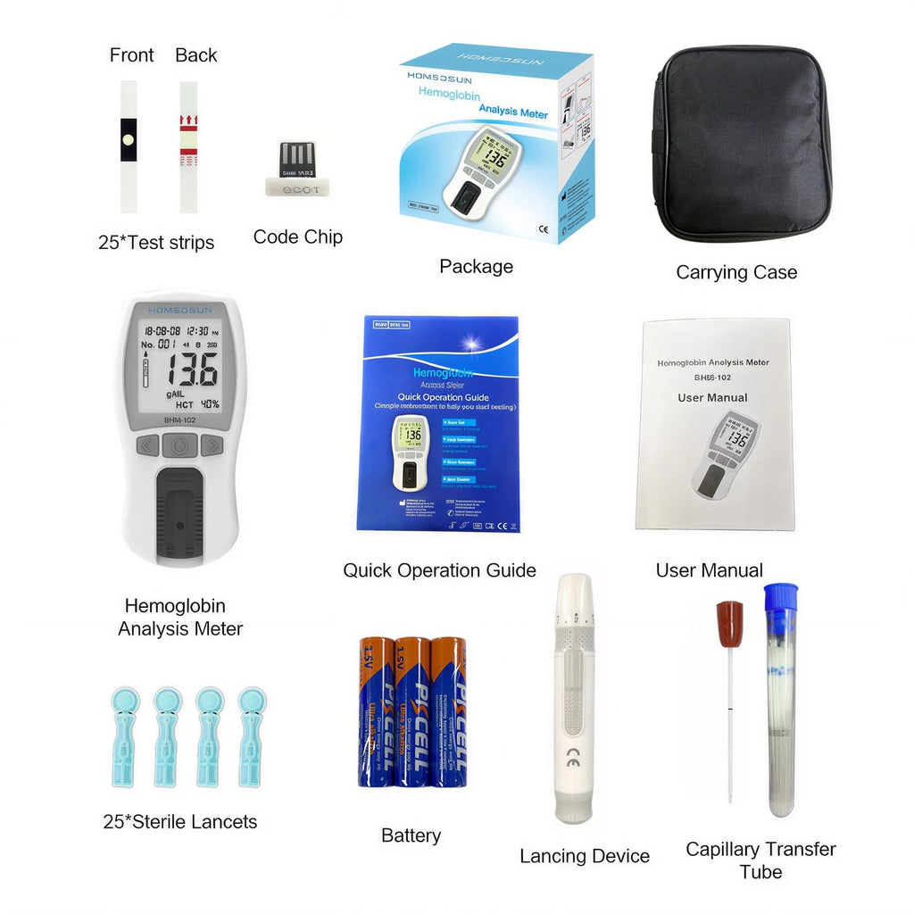 Portable Hemoglobin Analyzer Kit with 25 Strips G2958