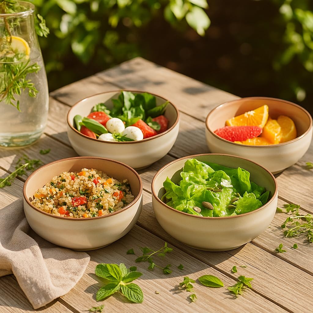 Stoneware Ceramic Cereal Bowls Set of 4, 21 oz Q179