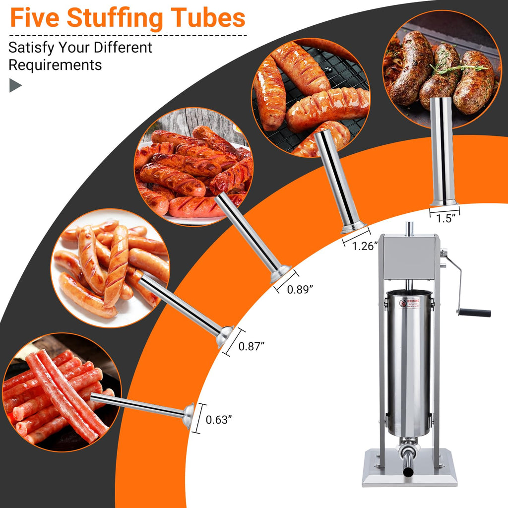 Heavy Duty Stainless Steel 15LBS Manual Sausage Stuffer Machine Q16234
