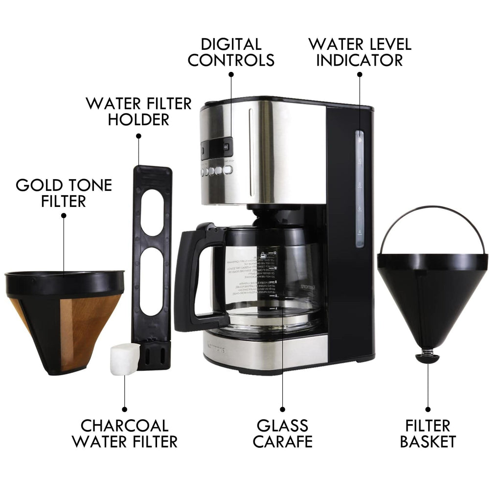 Programmable Drip Coffee Maker with Glass Pot, 12 Cup Black O65480