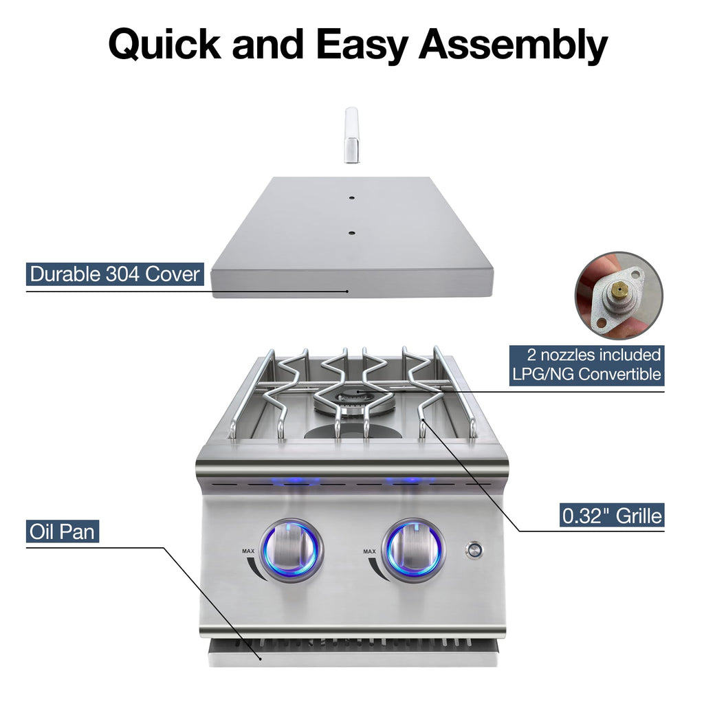 Double Grilling Side Burners 304 Stainless Steel 2 * 15,000BTU B887468