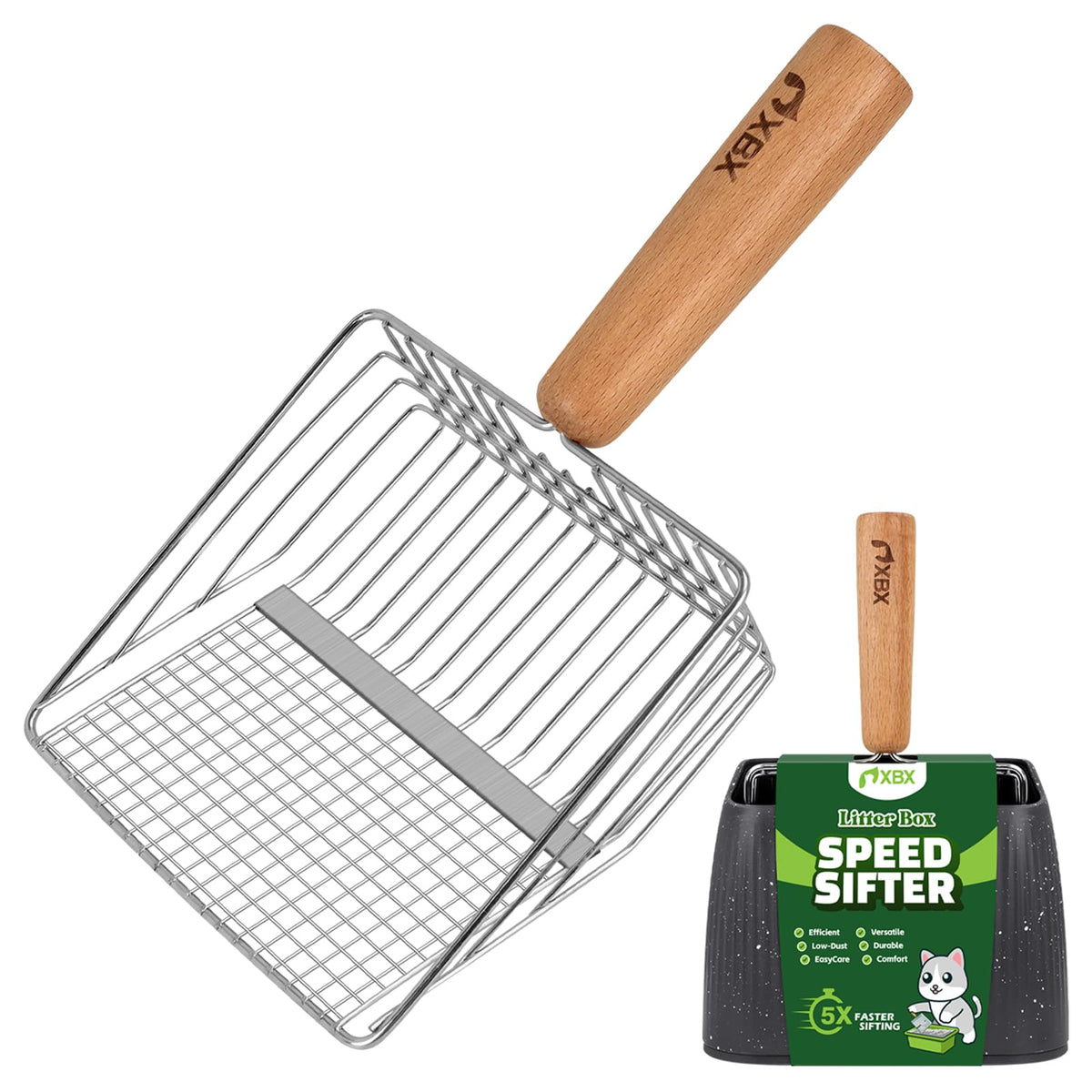 Heavy Duty Stainless Steel Cat Litter Scoop with Holder Z80887