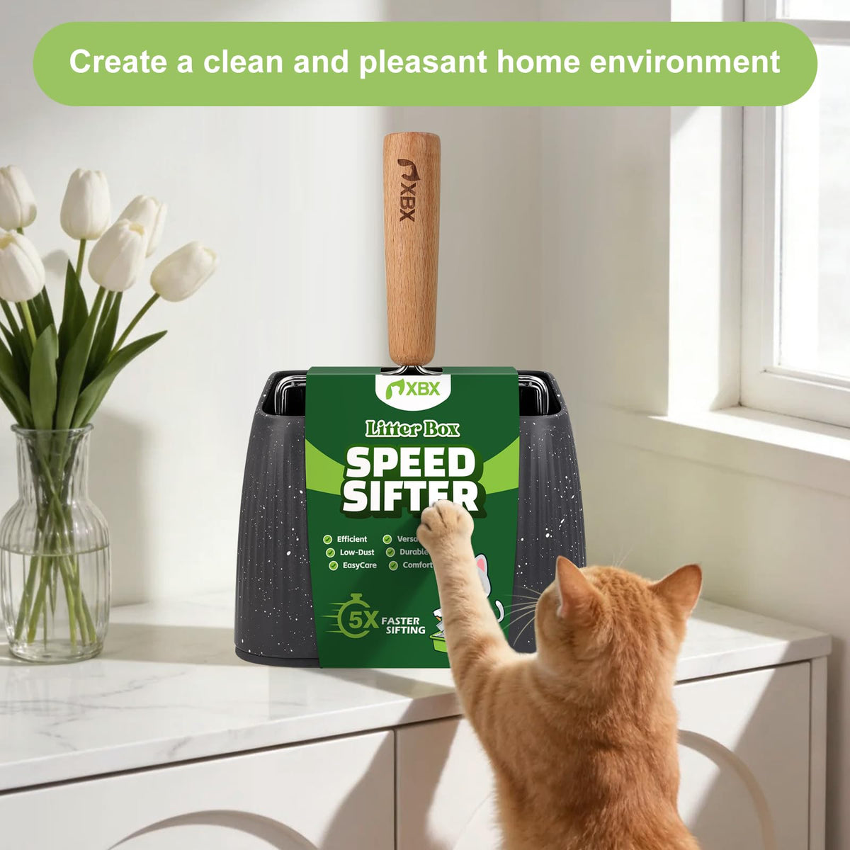 Heavy Duty Stainless Steel Cat Litter Scoop with Holder Z80887