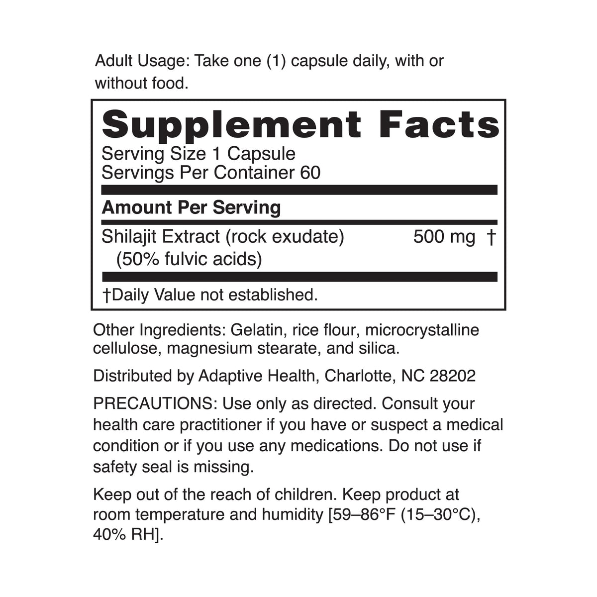 Shilajit 500mg 60 Capsules M5858