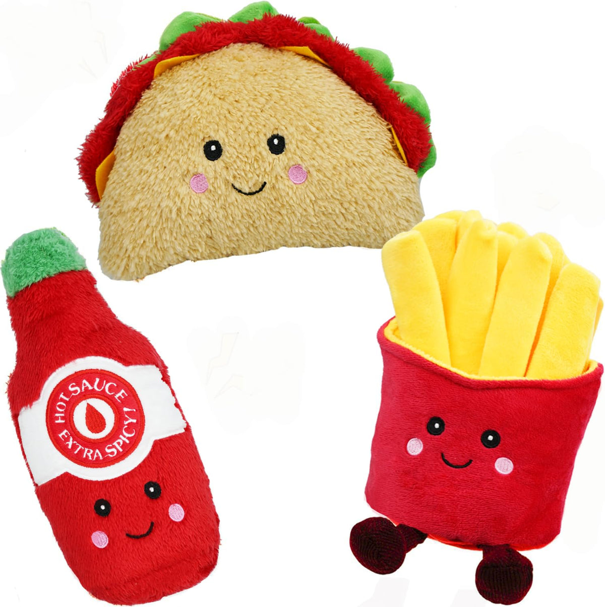 3-Pack Squeaky Plush Dog Chew Toys Set K96328