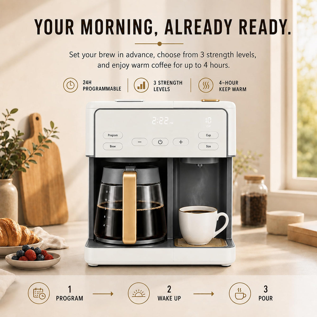 Multi-Brew Coffee Maker 12 Cups Single Serve Programmable H372061