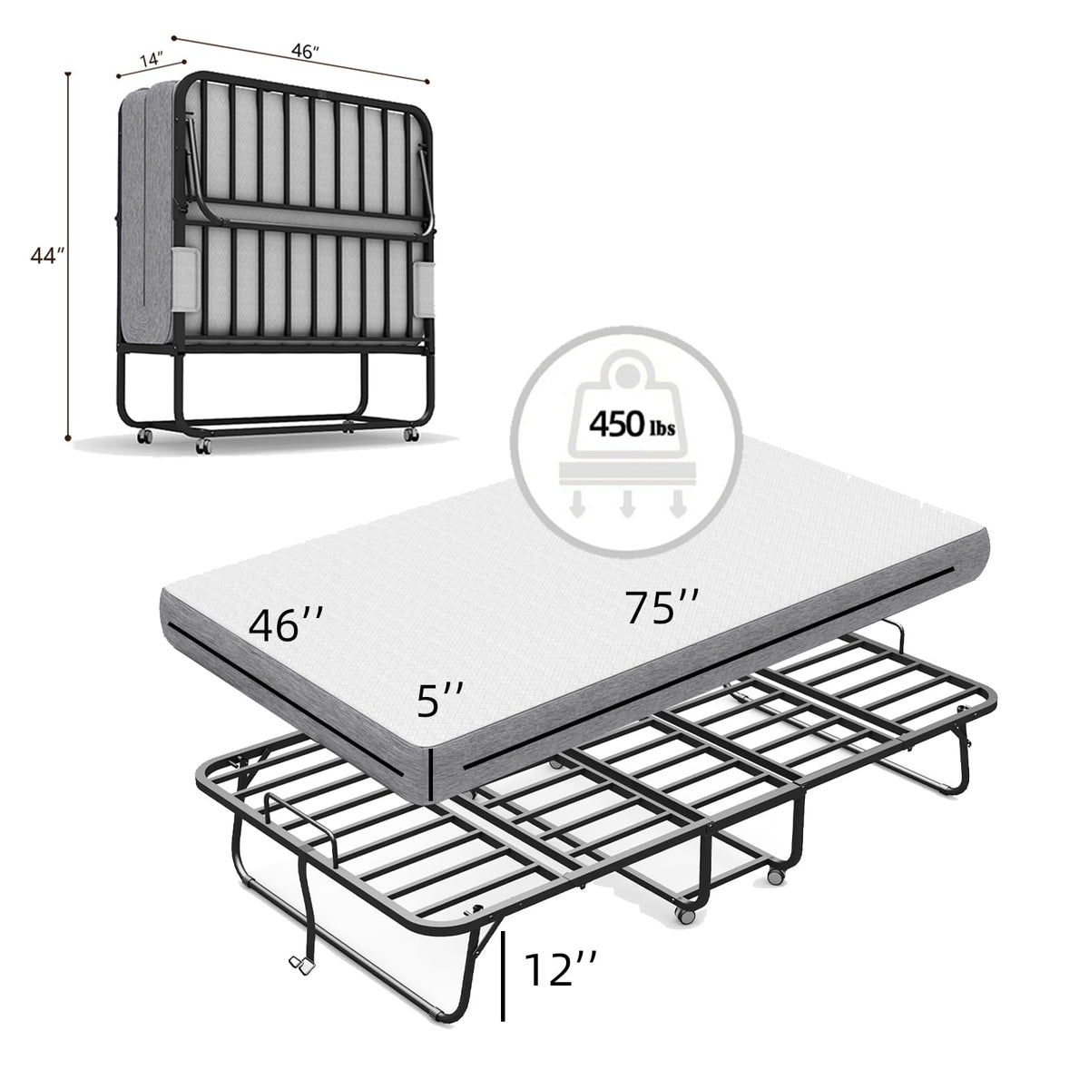 Folding Bed with Mattress N3597