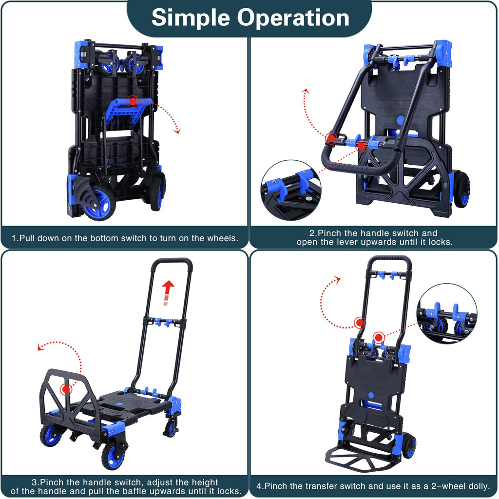 2-in-1 Foldable Hand Truck Dolly 330LB Capacity I154957