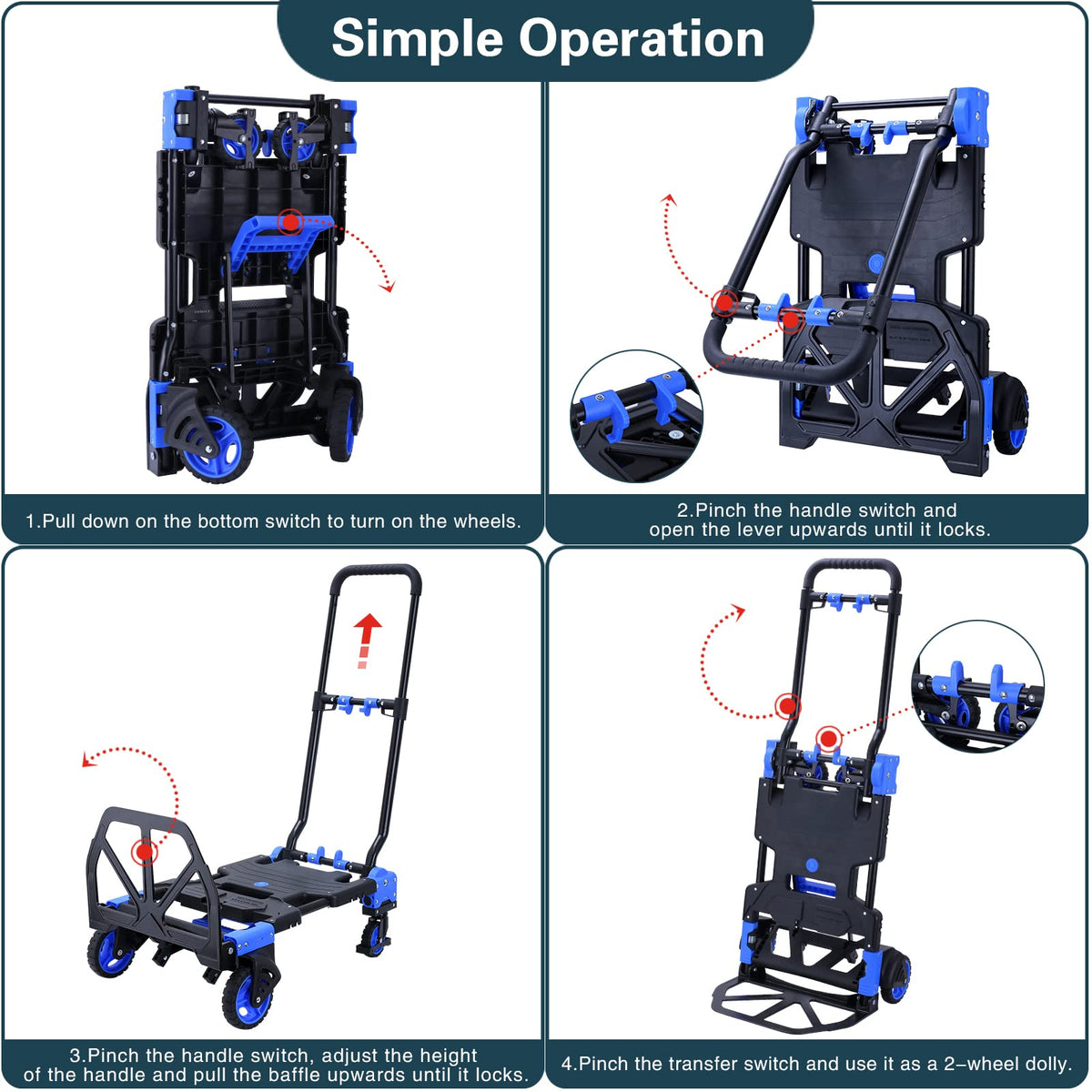 2-in-1 Foldable Hand Truck Dolly 330LB Capacity I154957
