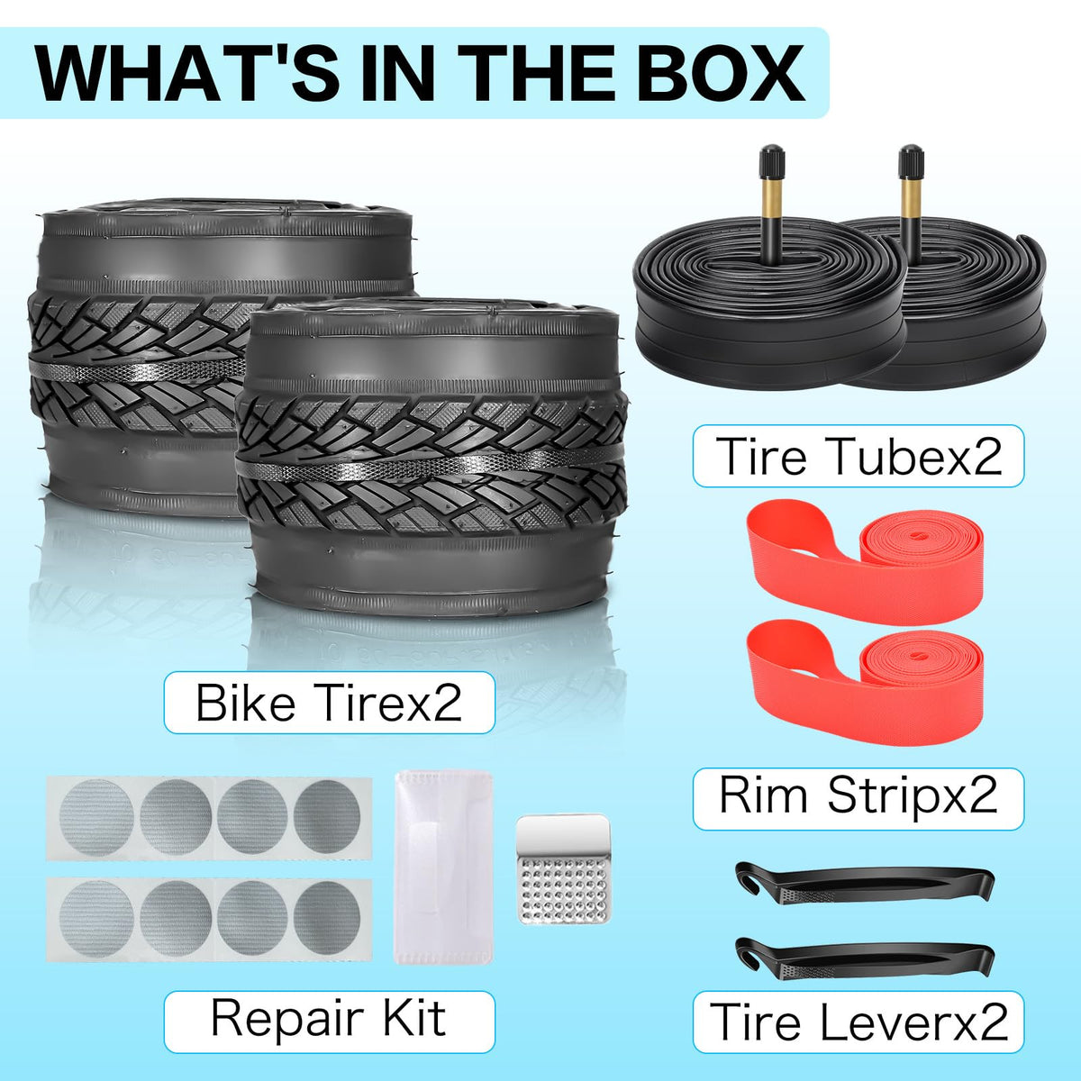 Foldable Road Bike Tires and Inner Tubes 2-Pack O58556