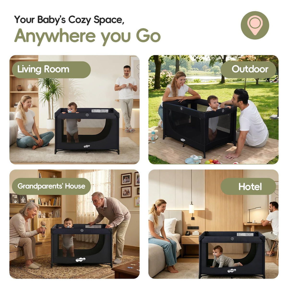 Portable Black Baby Playard F84351