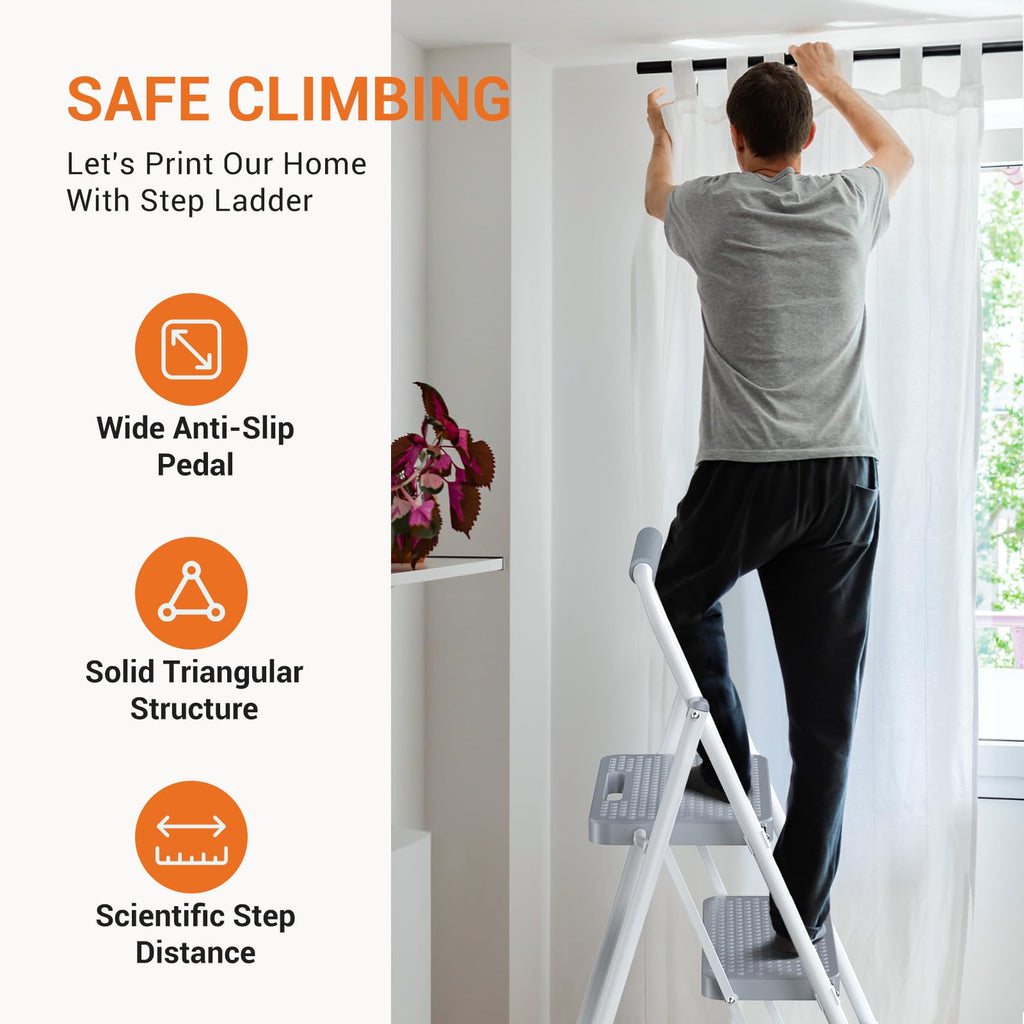 2 Step Ladder 330lbs Capacity Folding Sturdy Step Stool Y282870
