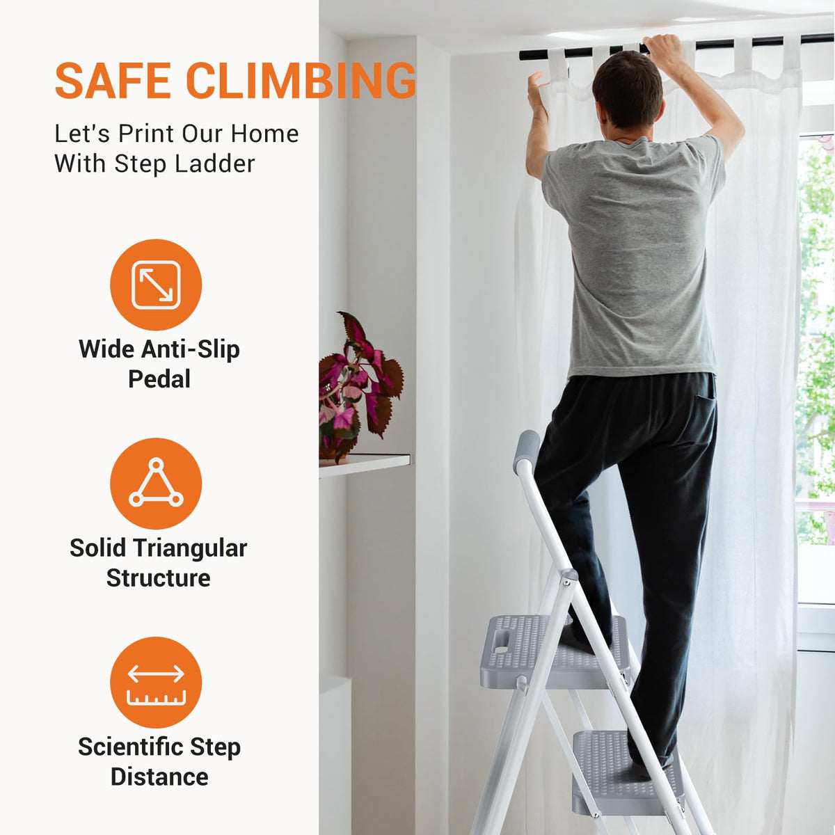 2 Step Ladder 330lbs Capacity Folding Sturdy Step Stool Y282870