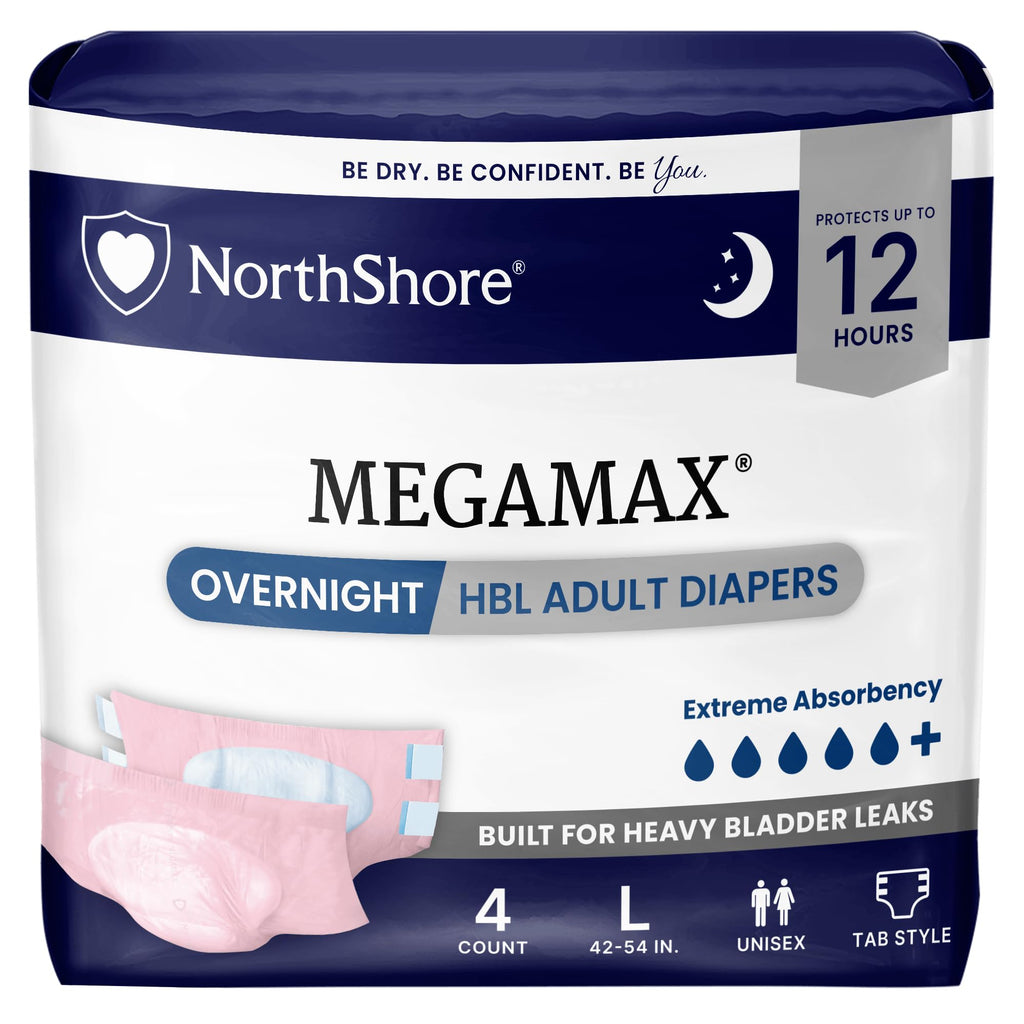 Large Adult Diapers with Tabs, Pink, 4 Count E771